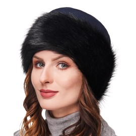 Futrzane Women's Faux Fur Hat, Fleece Winter Hat with Faux Fur Trim - m