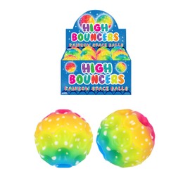 HENBRANDT 1x 7cm High Bounce Rainbow Space Ball - Colourful Bouncy Ball, Party Bag Fillers, Stocking Fillers, Novelty Toy