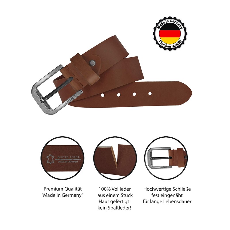 Cartvelli Premium Men's Leather Belt Made in Germany with Gift