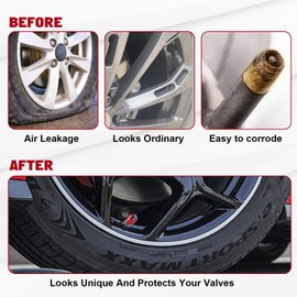 x xotic tech 4pcs American Flag Tire Valve Stem Cover Caps Anodized Aluminum Alloy, Corrosion Resistant Leak-Proof Wheel Valve Cap Set, Universal for Cars Trucks Motorcycles SUVs (Blue Thin Line)