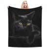 Black Cat Flannel Throw Blanket Lightweight Soft Warm Bed Throws