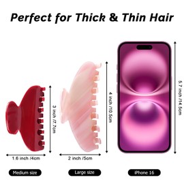 MAORULU Pink Woodgrain Acetate Hair Claw Clip for Women Girls, 4 Inch Large Cute French Banana Clip for Thick & Thin Hair, Big Vintage Styling Accessory for Summer and Daily Gift Use