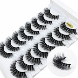 KOKAY KOKAY False Eyelashes Russian Strip Lashes Faux Mink Lashes 8 Pairs DD Curl, Reusable Fluffy 3D Fake Eyelashes Thick Soft Waterproof for Gift (K004,15MM)