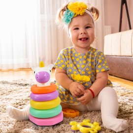 Una The Unicorn Baby Stacking Rings Stack Nesting Sorting Baby Toy Colourful Rainbow Toy Fun Activity Game for Babies and Toddlers Age 6 Months +