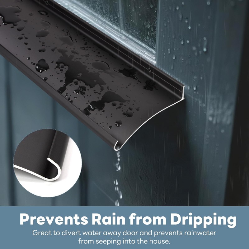 Orechic 2Pack Heavy-Duty Aluminum Door Rain Drip Guard, 4″ Extra-Wide