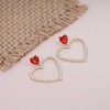 Yheakne Boho Crystal Heart Earrings Red Ruby Heart Stud Earrings