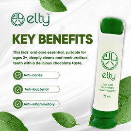 Elty Kids Toothpaste Starter Pack, Remineralising| Made in The UK | Dentist Approved | Natural,Vegan |2+ | No Alcohol, No Chemicals, Refillable, Choc Milkshake Flavour