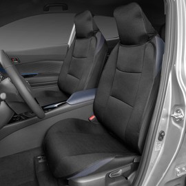 BDK EasyFit Car Seat Covers for Front Seats, Black – Front Seat Cover Set with Integrated Headrest Cover, Quick Slip-On Installation, Fits Most Car Truck Van SUV