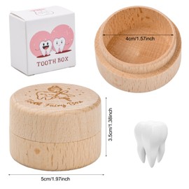 Dokeno Wooden Milk Teeth Box, Tooth Fairy Milk Tooth Box, Milk Teeth Memory Box, Children's Tooth Box, Storage Box, Gifts for Boys and Girls