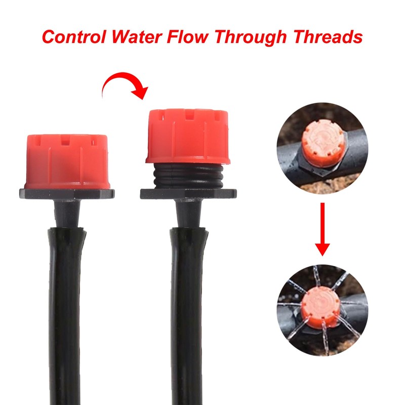 AEDIKO 100pcs Drip Irrigation Fittings 360 Degree Adjustable Irrigation Drippers