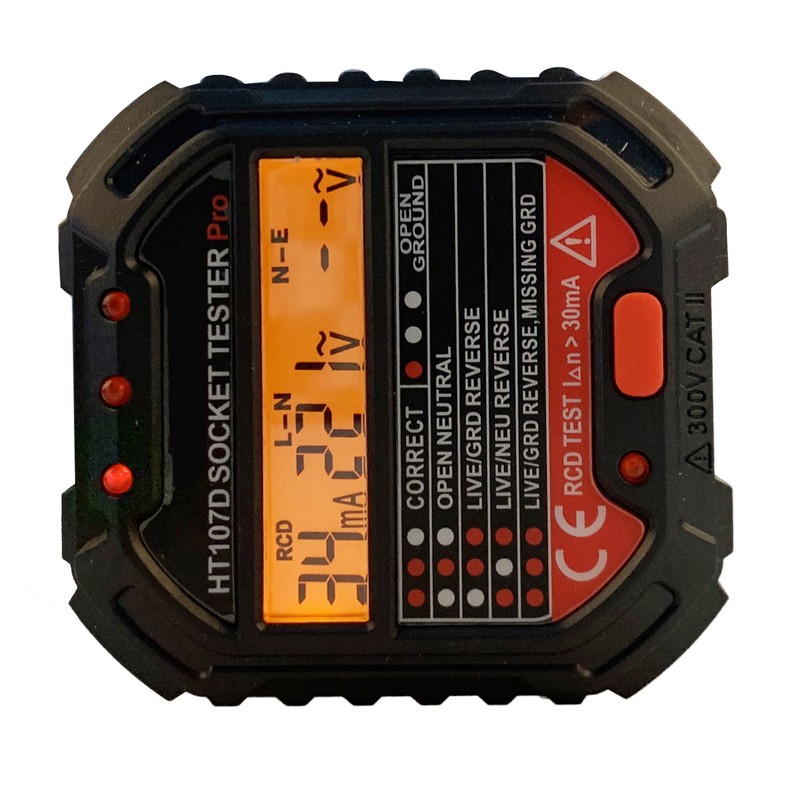 HT107D LCD Digital Display Socket Outlet Tester Mains Fault Check