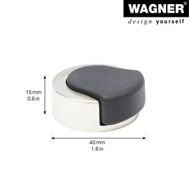 Wagner designer door stop, to screw in, brushed metal, thermoplastic rubber