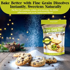 Aromasong 100% Natural Sea Salt From the Dead Sea, Fine Grain Table Salt, Large Bulk 2.43 Lb Resealable Bag, 100% Pure & Natural, Unrefined, Gluten Free, Sea Salt for Daily Cooking