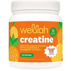 Wellah Creatina para mujeres - Monohidrato de creatina con extracto de diente de león y arándano (100 porciones, sabor piña y mango)                  