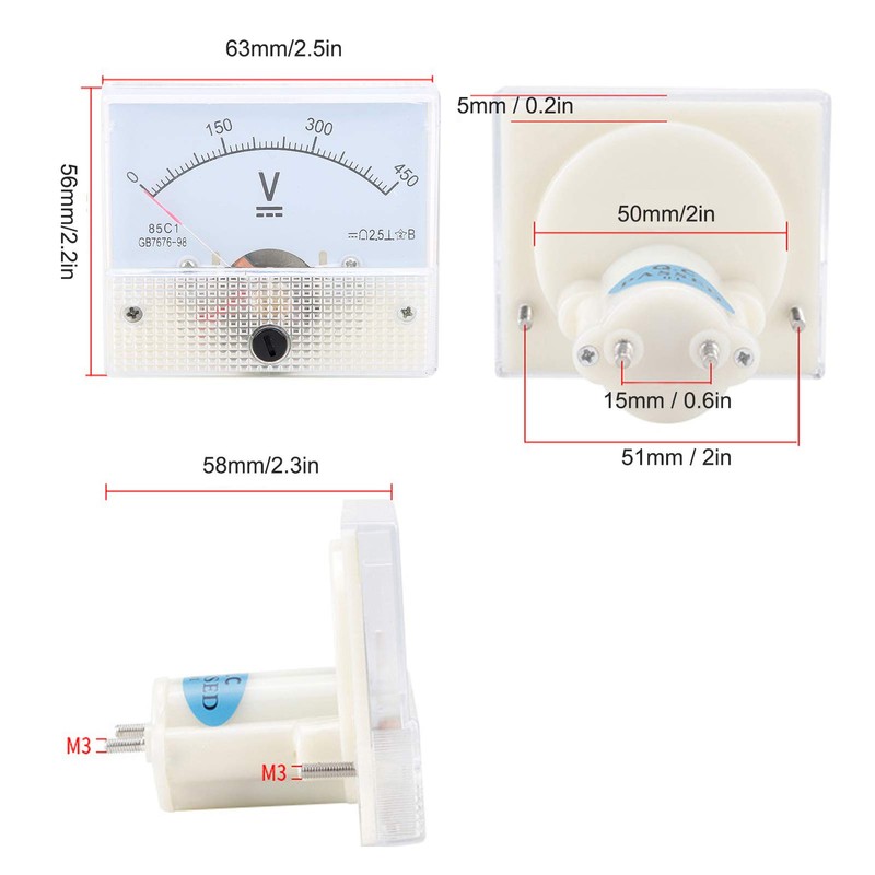 Voltmeter Pointer Voltmeter Voltmeter Analog 0-450V DC Volt Meter Voltage
