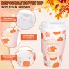 Whaline 50Pcs Fall Thanksgiving Pumpkin Disposable Coffee Cups with Lids