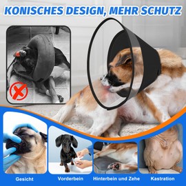 Supet Dog Cone Collar with Soft Pad, Transparent Elizabeth Recovery Collar for Dogs to Stop Licking After Surgery, Castration and Injuries (Black-XL)