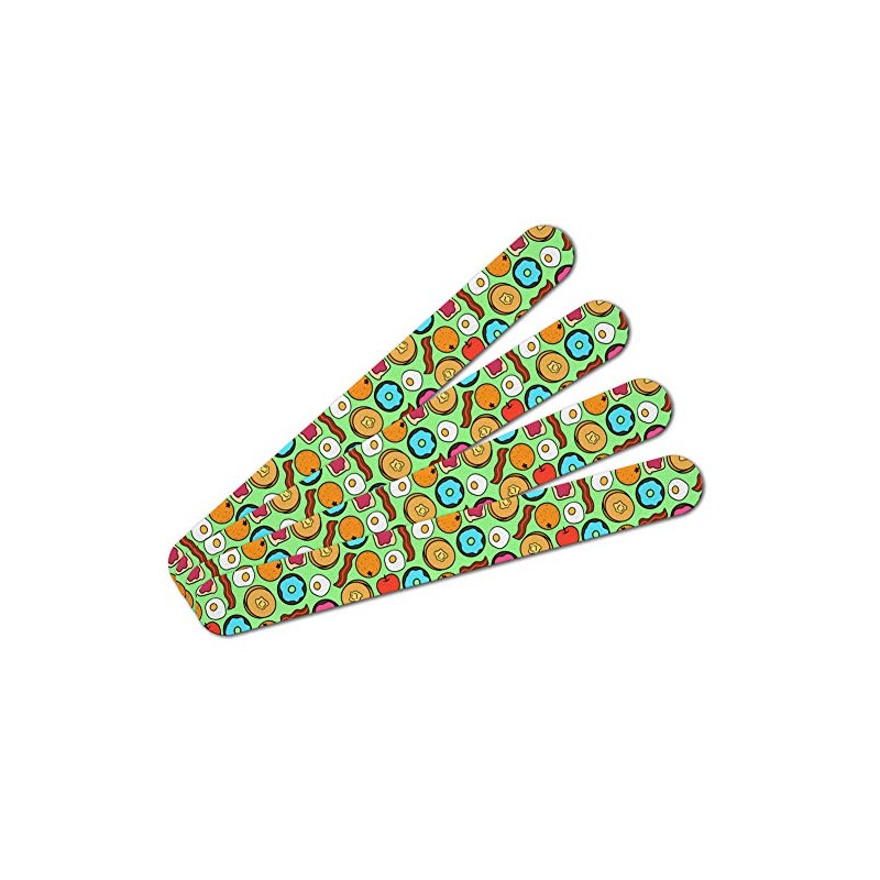 Fun Breakfast Foods Pattern Double-Sided Nail File Emery Board Set