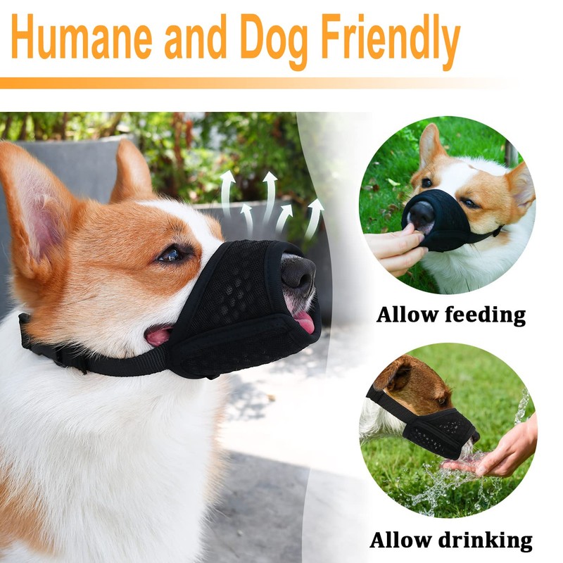 Dog Muzzle Soft Mesh Muzzle - Adjustable Breathable Dog Muzzle,