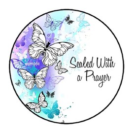 30 Pcs Sealed With a Prayer Stickers Labels Tags Envelope Seals Stamps, Floral, 1.5" Round Sticker for Cards Boxes Gifts Letters, Religious