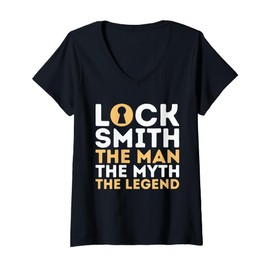 Womens Locksmith The Man The Myth Shirt Lockout Specialist V-Neck T-Shirt