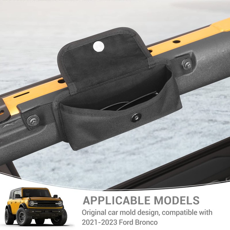 PDKLIN for Bronco Roll Bar Storage Bag, Front Storage Bags