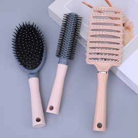 Volume-Up Ribbed Cushion and Round Hairbrush Set 3-Piece Set Green 2ea