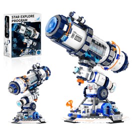 Space Telescope Building Block Set with Lighting, Youth Astronomy Exploration Starfinder Program Toy Model, STEM Birthday Holiday Collectible Gift for Space Enthusiasts, Kids 8+ (995 PCS)