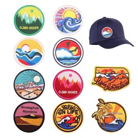 10 Pieces Iron on Patches Applique Iron On Embroidery Patches Ocean Wave Emblem Appliques Vintage Patches for Backpacks Clothes Craft Decorations