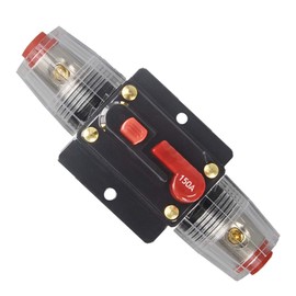 WOHHOM 100A/150A Audio Circuit Breaker Auto Car Stereo Inline Fuse Holders Inverter, Manual Reset 12V-24V DC for Automotive Marine Boat Audio System Protection (150A)