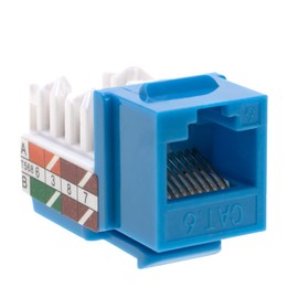 SATMAXIMUM Cat6 Keystone Ethernet Wall Jack Punch Down UTP 45-Degree (Easier Termination Than 90-Degree), RJ45 Slim Profile Speed Termination Blue 45° Angled (50 Pack)