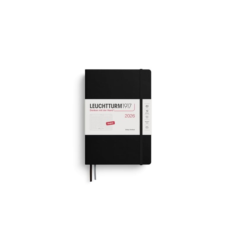 LEUCHTTURM1917 Dotted Medium (A5) 2026 Daily Diary - Black -