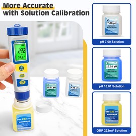 UIUZMAR Pool Chlorine pH Salinity Tester, Digital pH ORP and Salt Water Meter for Hot Tub, Hydroponic pH EC TDS Tester with Calibration Solution for Spa, Aquarium, Tap Water