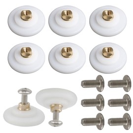IUDWCG - 8 Pcs Shower Door Rollers - Shower Cubicle Rollers 20 mm Diameter with Screws, Shower Rollers for Sliding Doors, Replacement for Sliding Glass Doors, White Wheels