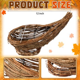 Dandat 12 Inch Thanksgiving Cornucopia Basket Horn of Plenty Centerpieces Fall Harvest Table Decoration Autumn Cornucopia for Thanksgiving Tabletop Garden Home Party Decorations