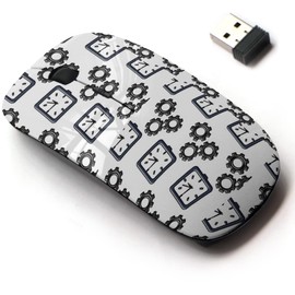 2.4G Wireless Mouse with Cute Pattern Design for All Laptops and Desktops with Nano Receiver - Clock time Gear