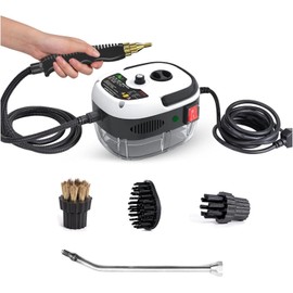 Limpiador de vapor de alta presión, máquina de limpieza portátil de alta temperatura de 2500 W, para muebles de cocina, baño, ventanas, automóviles, con kit de limpieza (color: blanco)