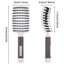 Vented Detangling Hair Brush, Wild Boar Bristles Curved Hair Brush, Detangling Hair Styling Brush, Set of 3