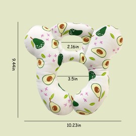 Baby Travel Pillow, Infant Kid's Cushion Soft and Skin Friendly for Car Seat, Pushchair and Stroller (White Avocado)