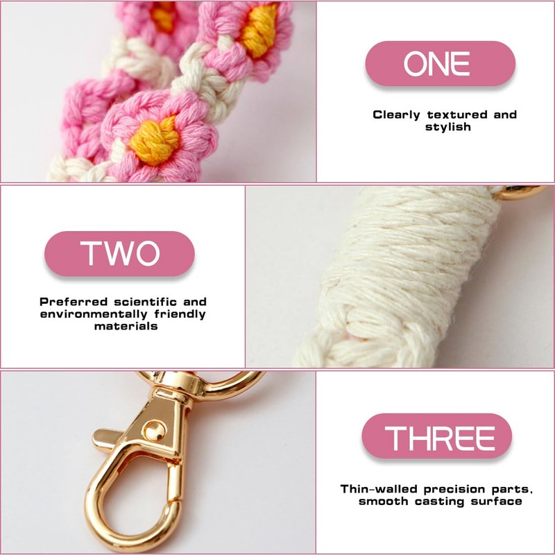 Capaneus Braided Key Pendant for Girls Women, pink