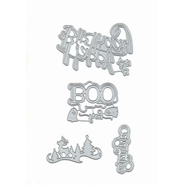 Halloween Ghost Title Words Metal Die Cuts,Spring Sunflower Frame Leaf Cutting Dies Cut Stencils for DIY Scrapbooking Album Decorative Embossing Paper Dies for Card Making