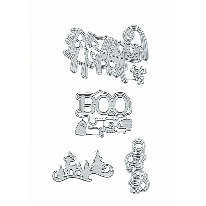 Halloween Ghost Title Words Metal Die Cuts,Spring Sunflower Frame Leaf