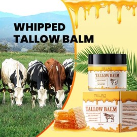 Bálsamo de sebo de res batido y miel, crema facial con acabado de pasto para todo tipo de pieles, mezcla de sebo de res alimentado con pasto y miel si