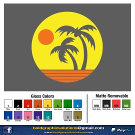 Oracal 8 inch Retro 2 Color Beach Decal Window Sticker Car Palm Ocean Sand Sun Sky