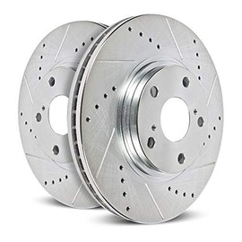 Power Stop Rear JBR1517XPR Pair of Drilled and Slotted Brake Rotors For Hyundai Entourage 2007-2008, Kia Sedona 2006-2012, Kia Sedona 2014 [Model Specific]