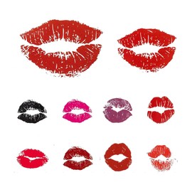 HINZIC 144PCS (48Sheets) Red Lips Tattoo, Small Temporary Kiss Fake Stickers, Self-adhesive Waterproof Face Body Stickers for Women Girls Party Valentine's Day Decor,10 style
