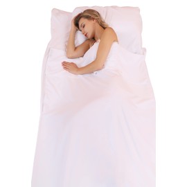 JITTY Hut Sleeping Bag 210 x 115 cm, Sleeping Bag Lining, Travel Sleeping Bag Thin, Lightweight & Compact, for Business, Camping, Backpacking, Hiking, Mountaineering, Home, Hostels, Train (White)