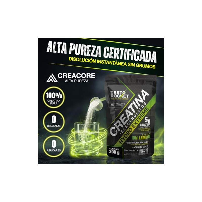 Creatina Monohidratada Micronizada + Electrolitos, Magnesio, Potasio, Vitaminas y Agua