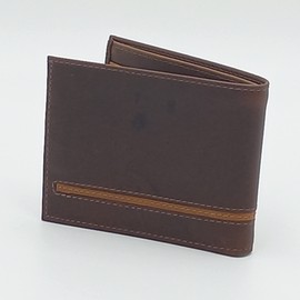 ANTI RFID BROWN COWHIDE COATED LEATHER BIFOLD WALLET FOR MEN