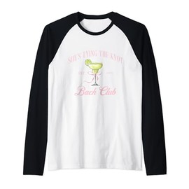 She's tying the knot Bridal Shower Coquette Bow Bachelorette Raglan Baseball Tee